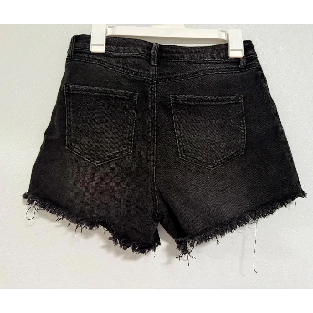 Sincerely Jules Denim Shorts‎ Women 7/28 Black Excellent Distressed Cut Off